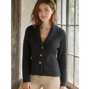Vintage Harve Benard 100% Boiled Wool Blazer Jacket Black size L Comfort Stretch